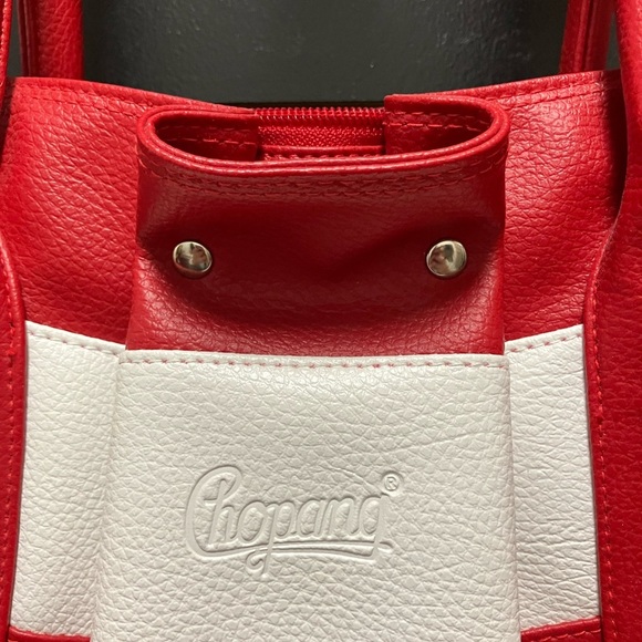 Red and White Striped Women's Bag - Picture 2 of 3